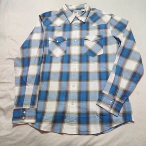 Levi's Men's Classic Western Standard Fit Shirt Van Plaid Sea of Bel-Blue Large